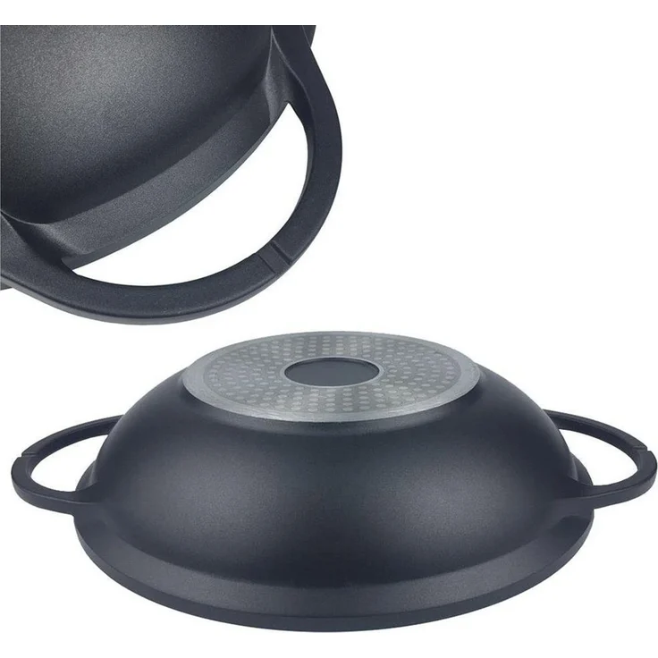 XXL Bratpfanne Wokpfanne Induktion Doppelter Griff Ø 40cm DW-40 Schwarz – Bild 3