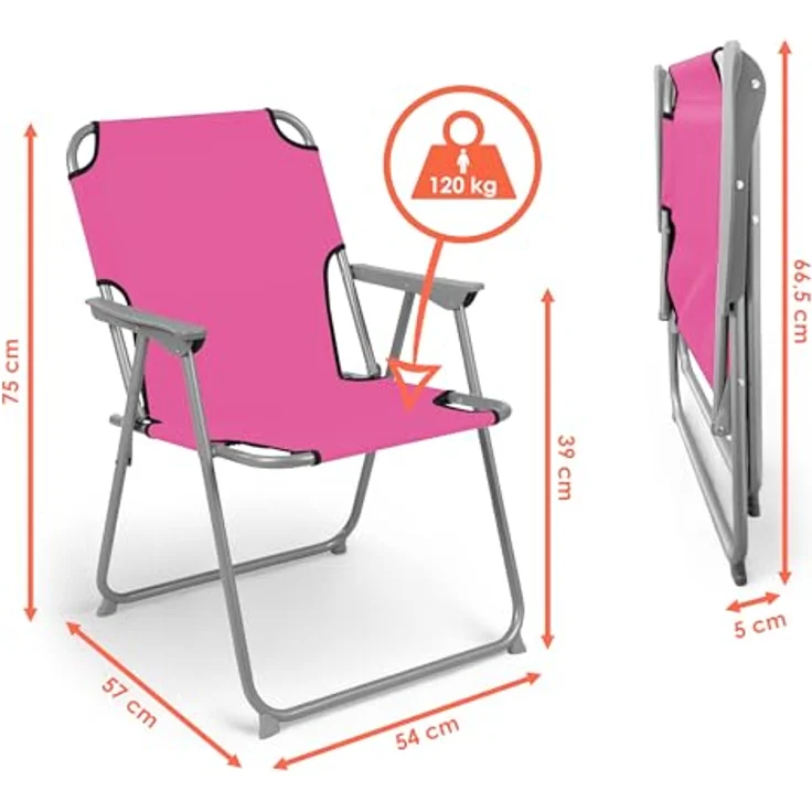 Spetebo Campingstuhl Camping Klappstuhl belastbar bis 120 kg - 2er Set (Anzahl, 1 St), zusammenklappbar – Bild 3