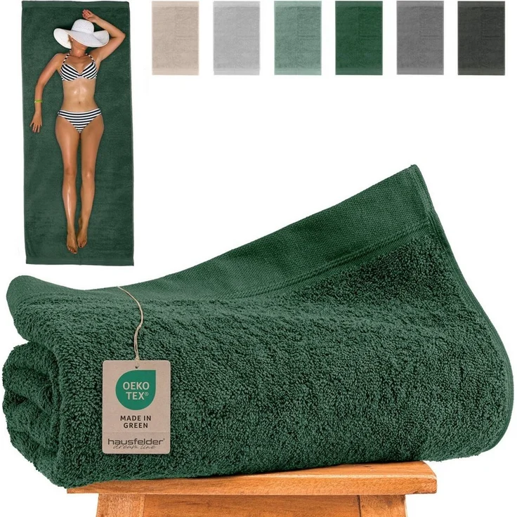 Hausfelder Saunatuch Saunahandtuch 80x200cm Premium Baumwolle Frottee 500g/m² Dunkelgrün, (1-St), 100% Baumwolle, weich, saugfähig, Uni-Farben – Bild 5