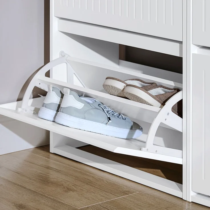SoBuy FSR165-K-W Schuhschrank, MDF, Lackiert, Weiß, 61 x 81 x 26 cm – Bild 5