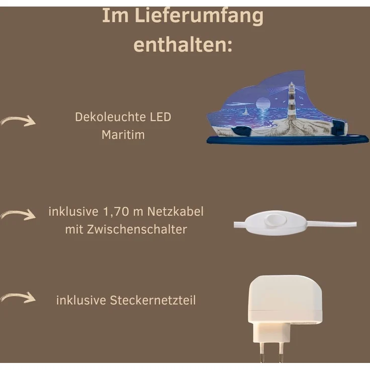 Weigla LED Dekolicht Maritim, Holz & Acrylglas, BLAU-WEIẞ, Made in Germany, LED wechselbar, Neutralweiß, Erzgebirge garantiert, maritime Deko Innen, Dekolampe – Bild 3