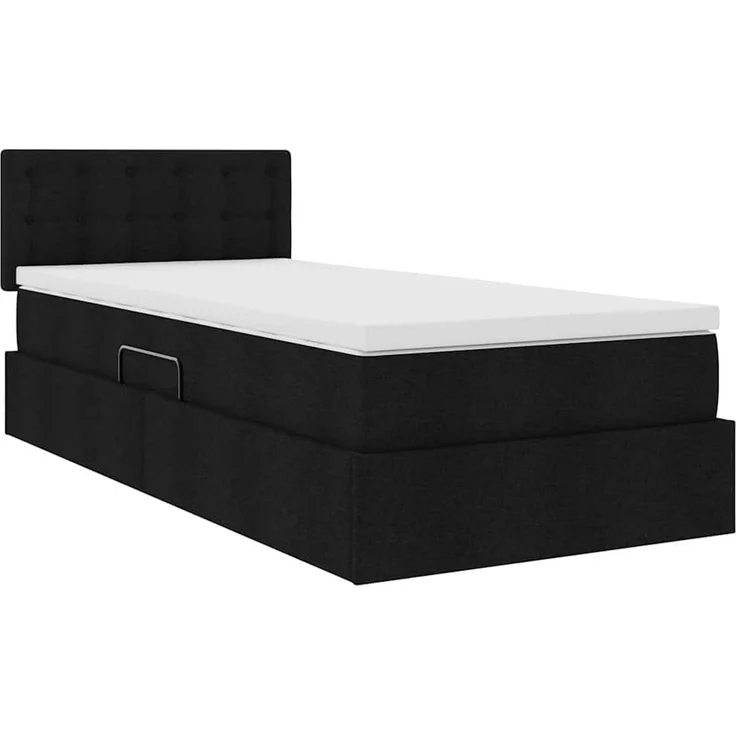 vidaXL LED-Speicherbett mit Matratze Schwarz 100 x 200 cm Stoff 3371252 – Bild 6