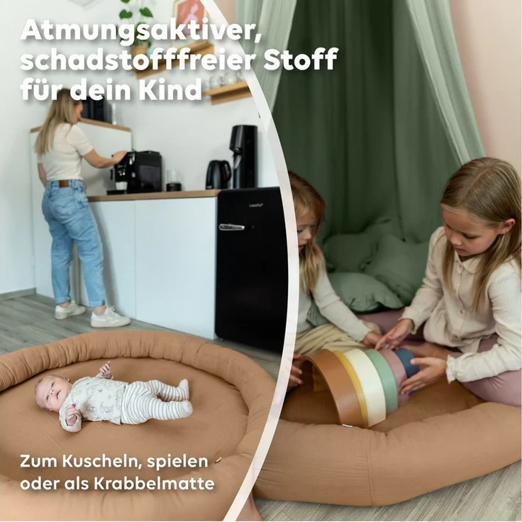 lilimaus Bodenkissen Sitzkissen für Kinder aus Musselin - Spielmatte & Kuschelecke, mit zarter Rüscheneinfassung - zum Lesen, Spielen & Kuscheln – Bild 3