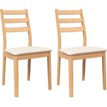 vidaXL Esszimmerstühle mit Kissen 2 Stk. Natur Massivholz Gummibaum 4102517