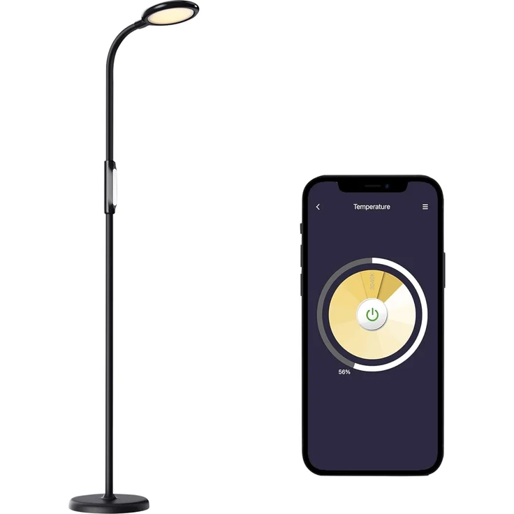 meross Smart Dimmbare LED Stehlampe mit Sprachsteuerung, App Steuerung, Fernbedienung, 3-in-1 Stehleuchte für Wohnzimmer, Schlafzimmer, Kompatibel mit HomeKit, Alexa, Google and SmartThings, Schwarz – Bild 1