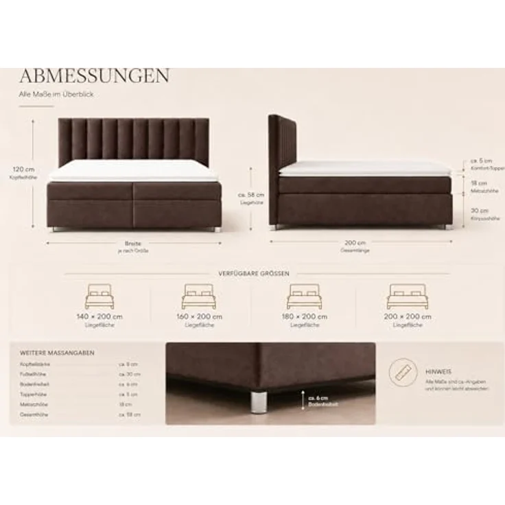 Best for Home Boxspringbett mit Bettkasten Trinity K-10 Bonellfederkern inkl. 7 cm Topper (Bonell-Matratze, gepolstertes Kopfteil, Doppelbett versch. Größen, 140x200 160x200 180x200 200x200 cm), Handwerksqualität, TOP Preis-Leistungs-Verhältnis – Bild 3