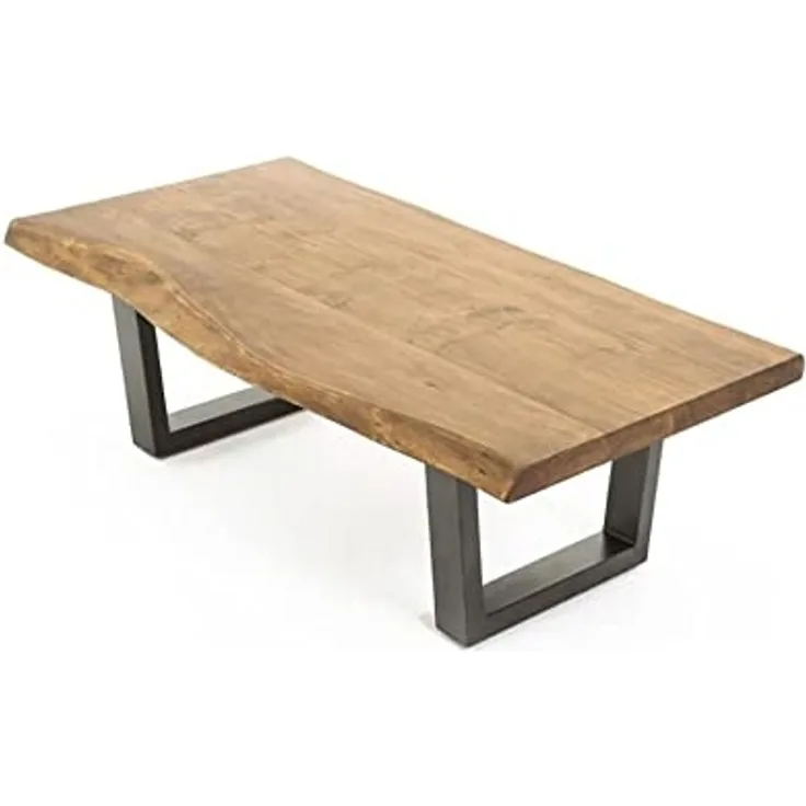 byLIVING Couchtisch JUDY / Akazie natur, Metall schwarz / B 120, H 45, T 60 cm / mit Baumkante