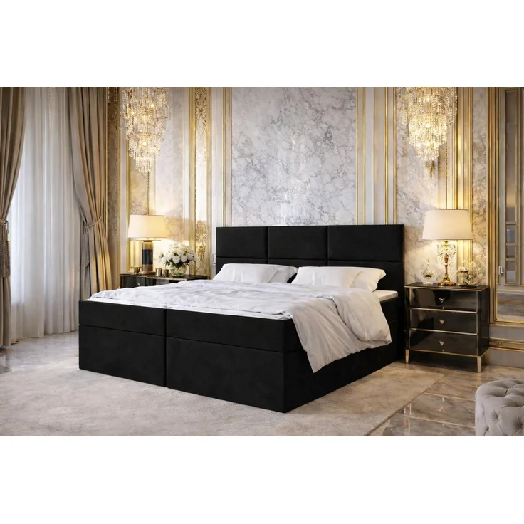 KRISAN MÖBEL Kontinentalbett DREAM2 Schwarz mit 2 Bettkasten und ergonomischem Topper, Bonell-Federkern Matratze, 120 x 200 cm – Bild 5