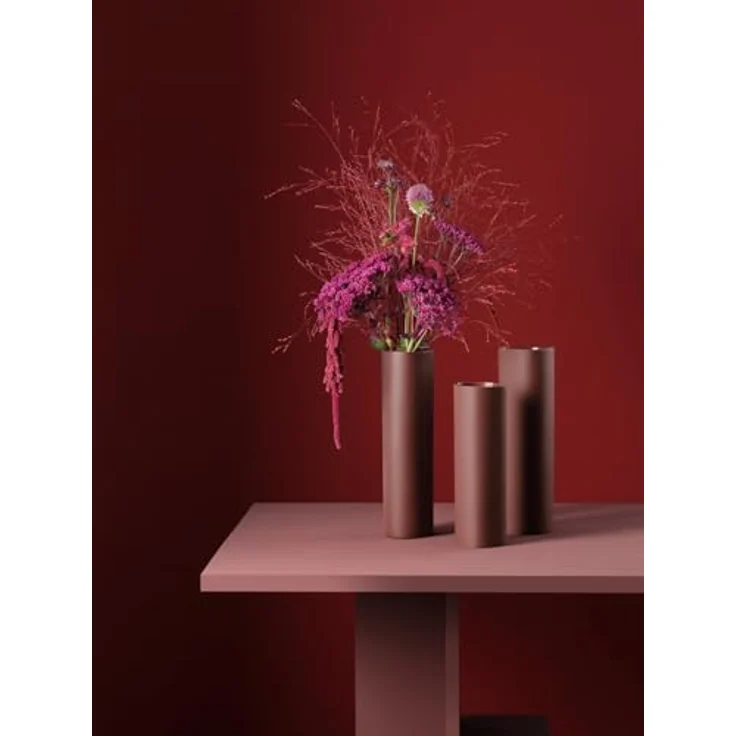 ASA Lines and Square Vase, bordeauxfarbene Steinzeugvase mit 30 cm Höhe – Bild 4