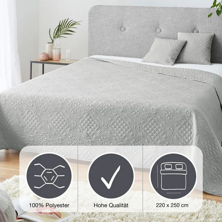 IBENA Tagesdecke Sonio, Tagesdecke mit Steppung in diversen Designs, als Überwurf geeignet – Bild 3
