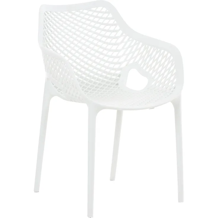CLP Gartenstuhl / Terrassenstuhl, wetterfest, stapelbar, modernes Design, Kunststoff,weiß