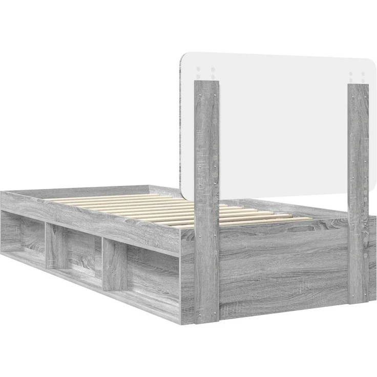 vidaXL Bettrahmen Graues Sonoma 90 x 190 cm Massives Kiefernholz 3412547 – Bild 8