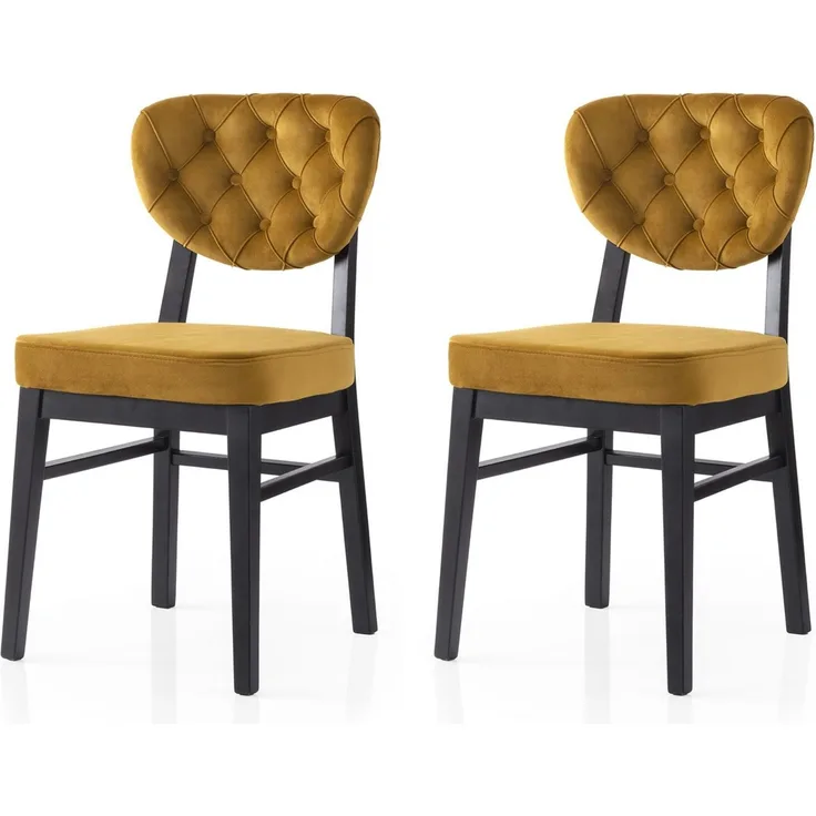 Skye Decor 'Elma - 777 V2' Stuhlset (2-teilig), Schwarz / Senfgelb, 47 x 88 x 52 cm