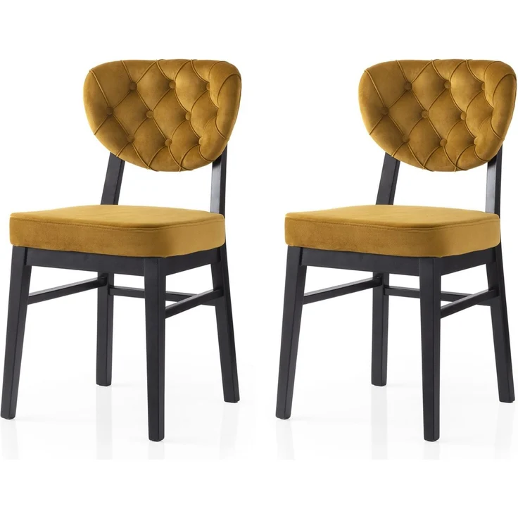 Skye Decor 'Elma - 777 V2' Stuhlset (2-teilig), Schwarz / Senfgelb, 47 x 88 x 52 cm – Bild 1