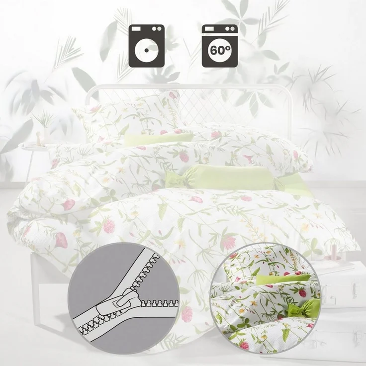 Erwin Müller Bettwäsche Bettwäsche, Seersucker, 2 teilig, Perkal-Seersucker Blumen – Bild 3