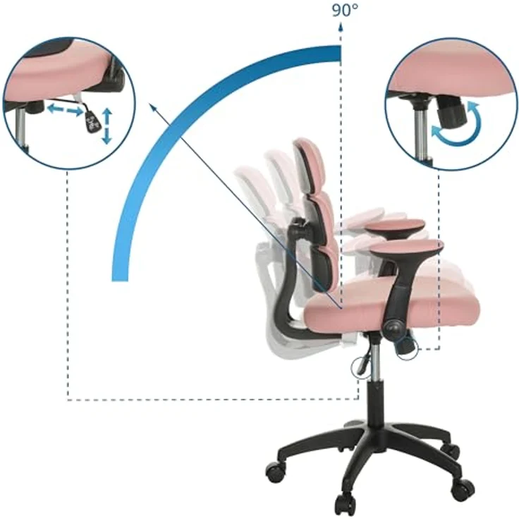 hjh OFFICE Kinderdrehstuhl Kid ERGOLINO B Drehstuhl mit ergonomischer Rückenlehne, Rosa, 736434 – Bild 5