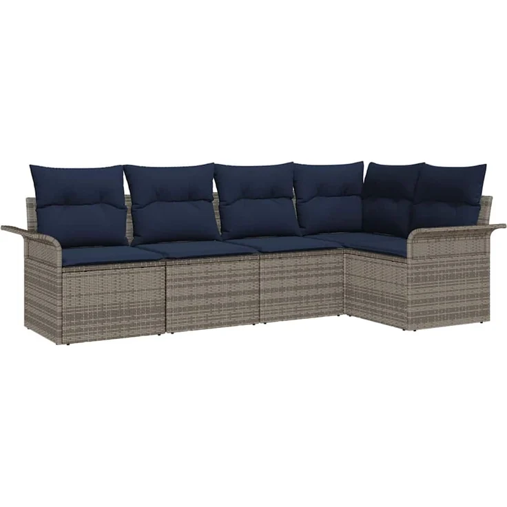 vidaXL Gartensofa-set mit Speicher 5 pcs Grau Poly-Rattan 3354034 – Bild 2