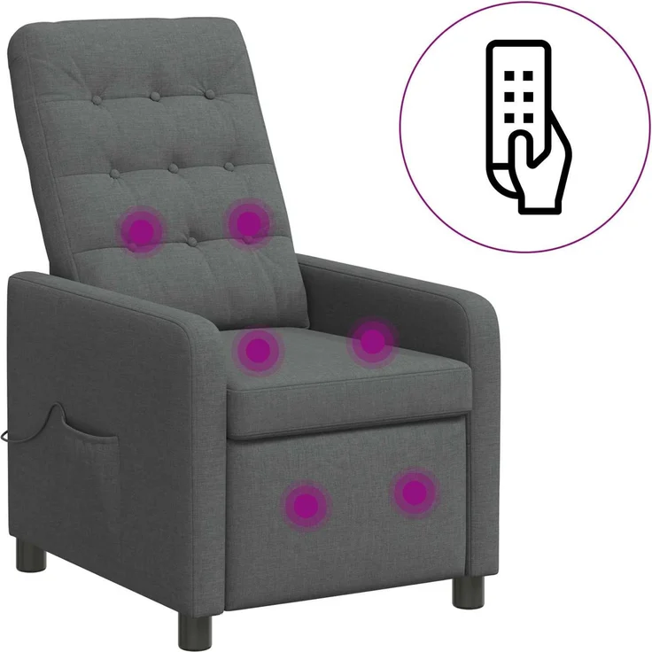 vidaXL Massagesessel mit Liegefunktion Dunkelgrau 65 x 93 x 102 cm 42051321 – Bild 3
