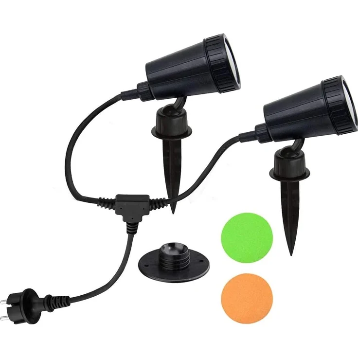 TRANGO LED Gartenstrahler, -flammig 3077 Strahler IP44 Außenleuchte *SOPHIA* inkl. 2x 3 Watt GU10 LED Leuchtmittel – 3000K warmweiß & 2 Meter Zuleitungskabel als Teichstrahler, Gartenlampe, Außenlampe, Wegbeleuchtung – Bild 1