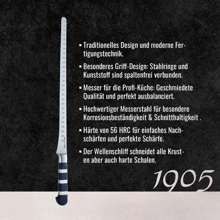 F. DICK Lachsmesser 1905 Küchenmesser Klinge 32 cm Messer X50CrMoV15 Stahl – Bild 3