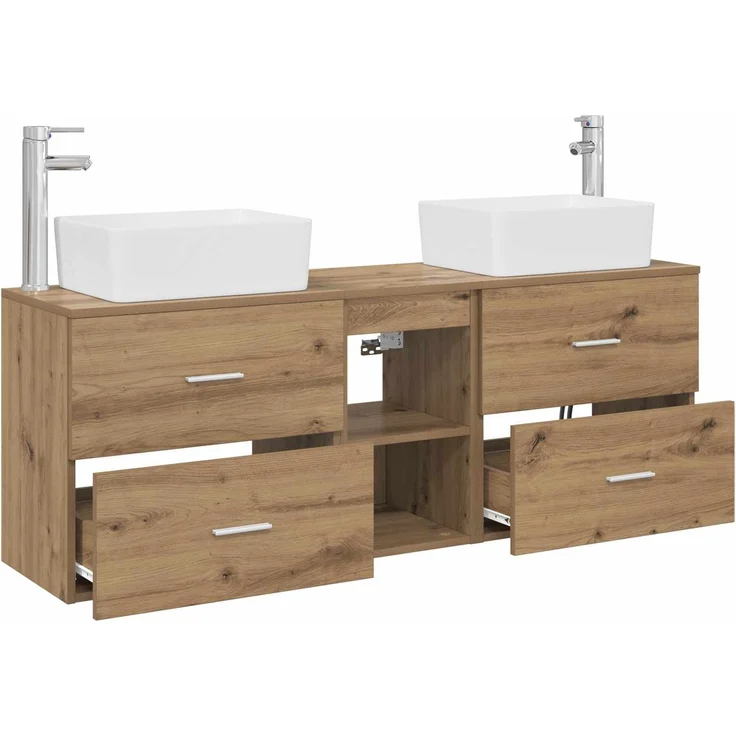 vidaXL Badezimmerschrank-Set 3 stk. Artisan-Eiche 136 x 35 x 80 cm 3405858 – Bild 4