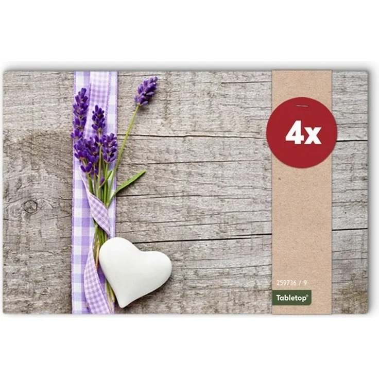 matches21 HOME & HOBBY Platzset Abwaschbare Tischsets 4er Set Landhaus-Stil Lavendel Holz-Optik, (4-St), Platzsets als Tisch-Untersetzer und Tisch-Deko für Esstisch Teller – Bild 4