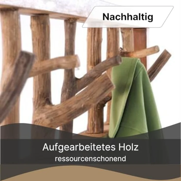 DESIGN DELIGHTS Wandgarderobe WANDGARDEROBE TREIBHOLZ UNIKAT, 80x22 cm (BxH), Garderobe, Hakenleiste – Bild 4