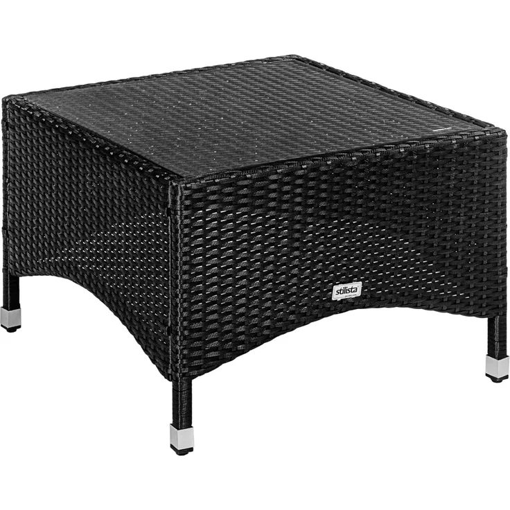 STILISTA® Beistelltisch Polyrattan eckig 58x58 cm, schwarz