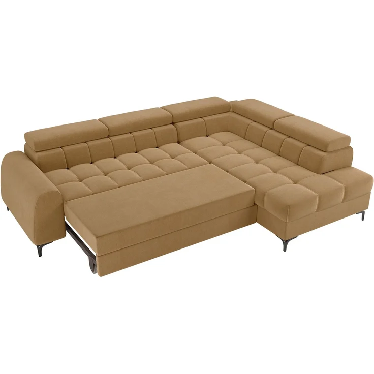 Selsey 'Arellio' Ecksofa rechts mit Schlaffunktion, L-Form, mit Bettkasten, Chenille Senfgelb, 268 cm – Bild 3