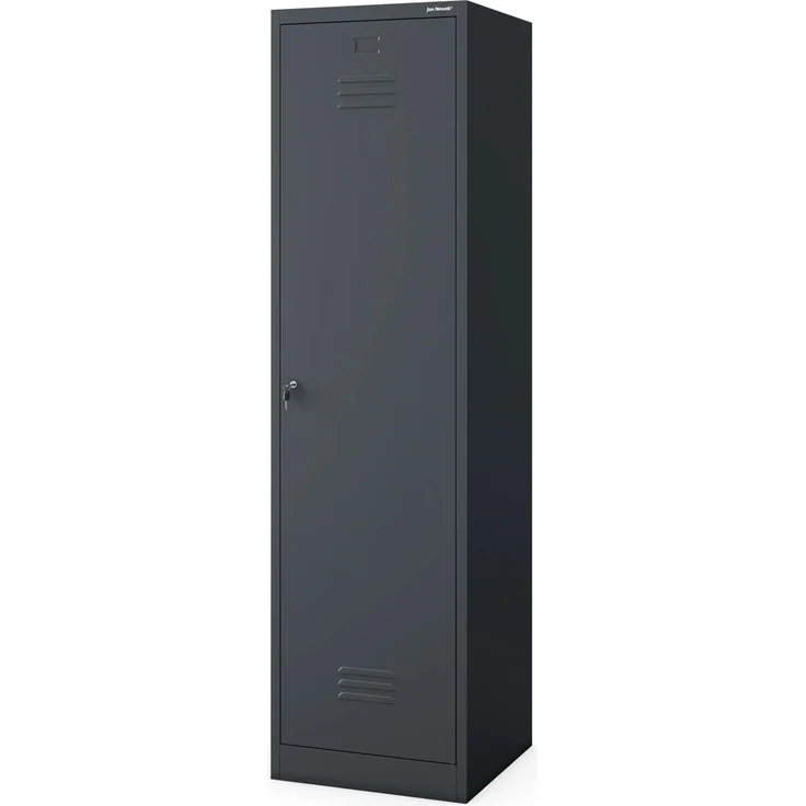 Jan Nowak Besenschrank Haushaltsschrank Metall - Agnes | 50 x 185 x 50 cm | Mehrzweckschrank Weiß mit Regale und Kleiderstange | Schloss, Belüftung | Putzschrank Schmal 50 cm Breit |Anthrazit