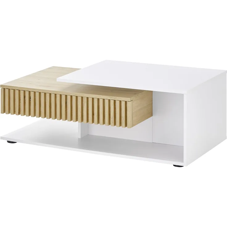 Couchtisch >Alida< in Artisan Eiche, weiß - 110x40x60cm (BxHxT)