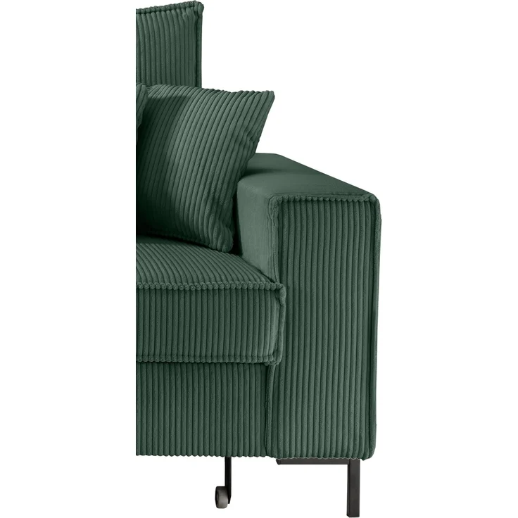 Polsterecke >Rube< Schlaffunktion, Stauraum, Cord moosgrün - 240x92x150cm (BxHxT) – Bild 8