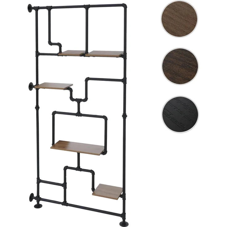 Raumteiler mit Regal HWC-P10, Wohnregal Ablageregal, Industrial Metall Melamin MVG 203x100x20cm ~ braun – Bild 10