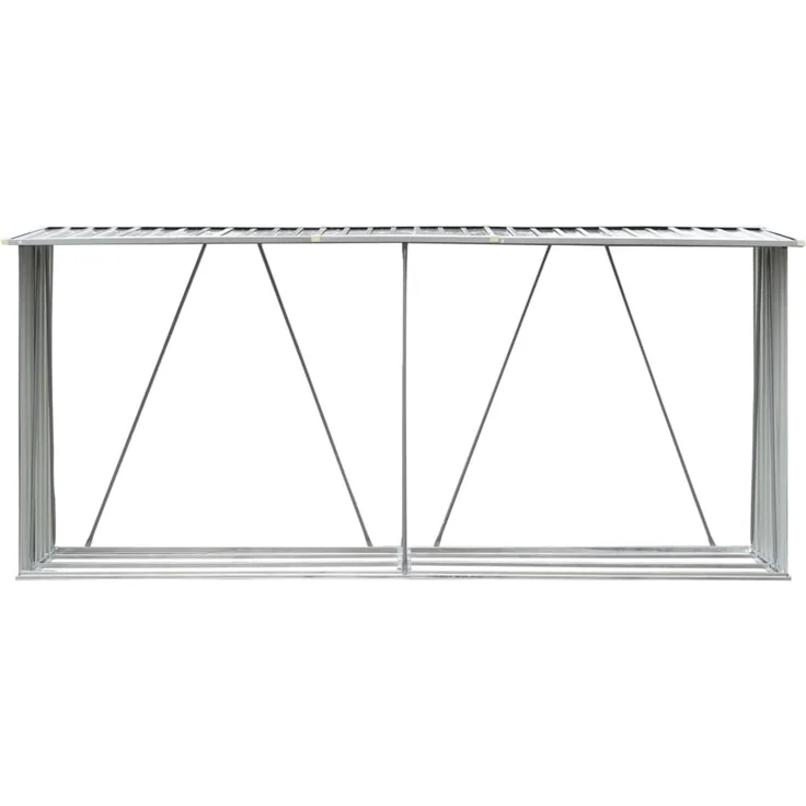 vidaXL Brennholzlager aus verzinktem Stahl 330x84x152 cm Grau 44859 – Bild 3