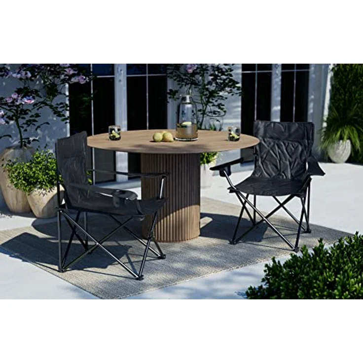 Nexos Trading Angelstuhl Faltstuhl mit Armlehne, Getränkehalter praktisch robust leicht schwarz – Bild 2