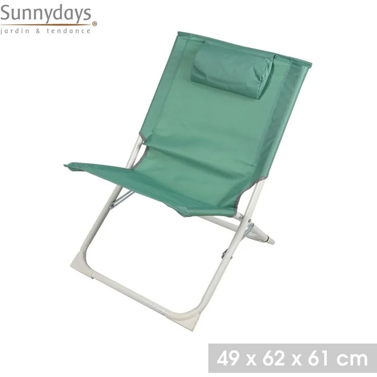Sunnydays 49 x 62 x 61 cm Strandstuhl mit integriertem Kissen Strandhocker Campingstuhl Klappstuhl Faltstuhl – Bild 3