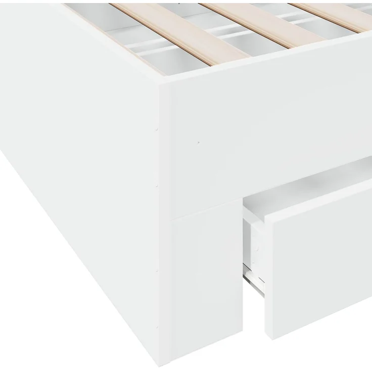 vidaXL Bettrahmen mit Schubladen mit Speicher Weiß Holzwerkstoff 3429525 – Bild 6