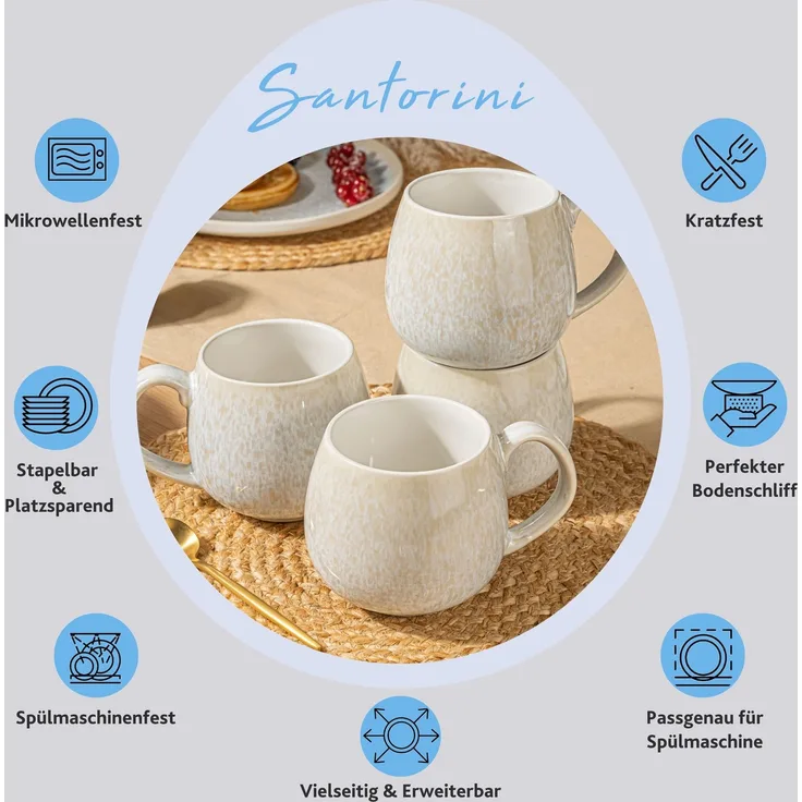 SÄNGER Kaffeebecher Set Santorini 4 teilig