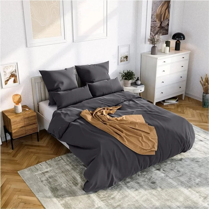 Wolkenfeld Bettwäsche Mako-Satin Baumwollsatin Sommerbettwäsche, 100% Baumwolle, 2 teilig, 135x200 cm, 155x220, 200x200 & Übergrößen I inkl. Kissenbezüge 80x80 – Bild 3