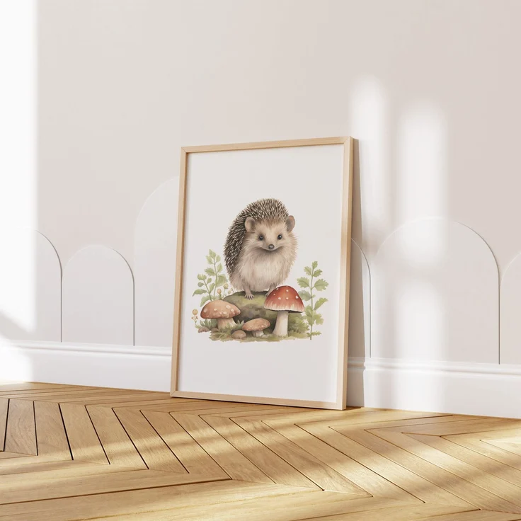 Kinderzimmer Poster Tiere Wald Wasserfarben · Wanddekoration Kinderzimmer Geschenkidee · Wand Deko · Kunst Druck · Deko Print · ohne Rahmen - 20 x 25 cm / Igel