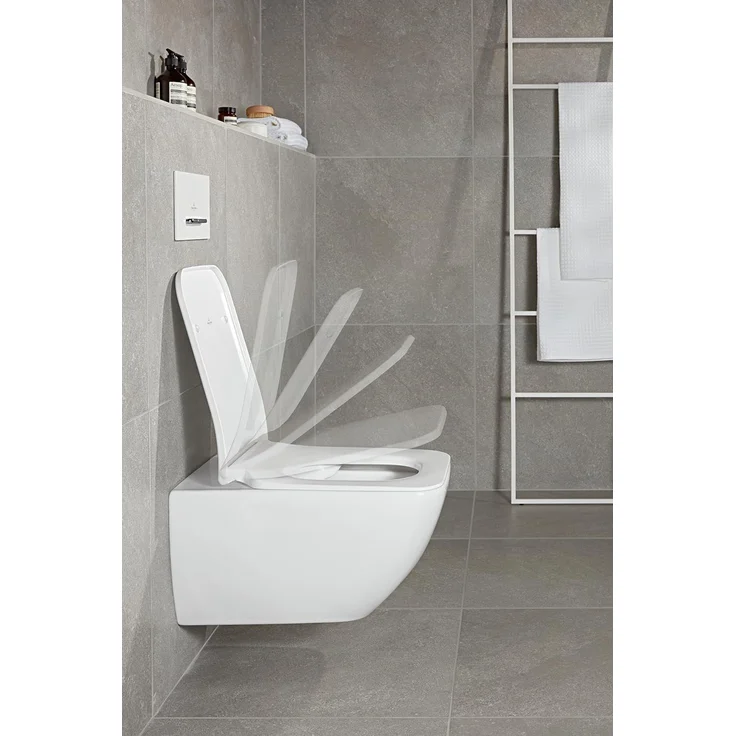 Villeroy & Boch Memento 2.0 WC-Sitz, Toilettendeckel mit Absenkautomatik, abnehmbarer Toilettensitz aus bruchsicherem Duroplast, Klodeckel Original Ersatzteil, rechteckig, Graphite, matt – Bild 6