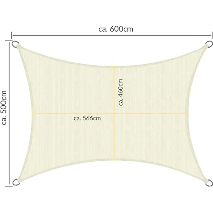 Sol Royal SolVision HDPE Sonnensegel HS9 Rechteck Creme, L700xB500 cm – Bild 8