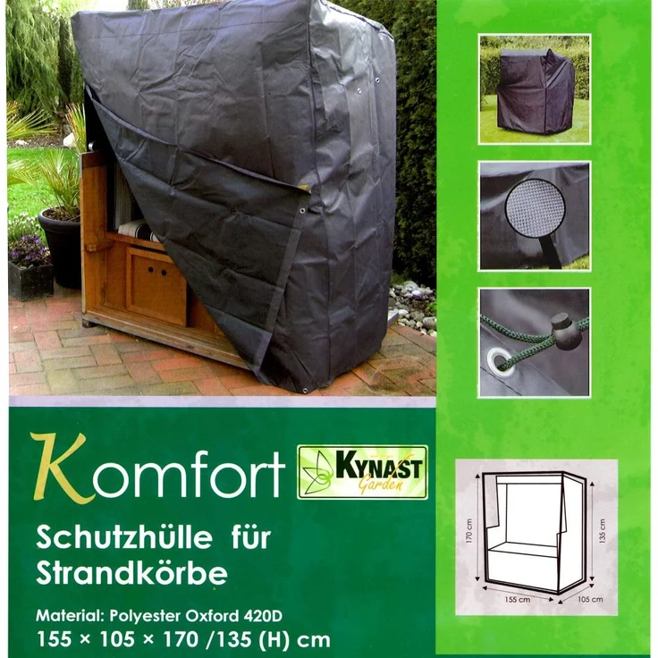 Strandkorb Schutzhülle KYNAST Komfort anthrazit 135cm Schutzhaube – Bild 5