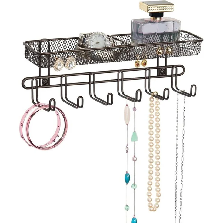 Schmuckaufbewahrung Wand bronze Schmuckhalter Organizer Haken Fächer mDesign – Bild 1