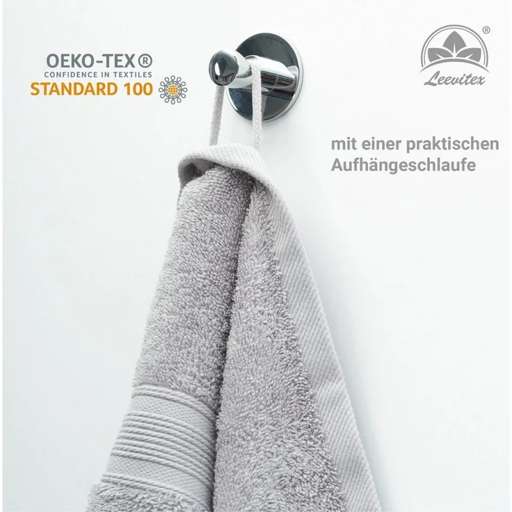 leevitex® Saunatuch Frottee XXL, (2-St), 80 x 200 cm, extra groß & saugfähig, Silber/Hellgrau – Bild 2