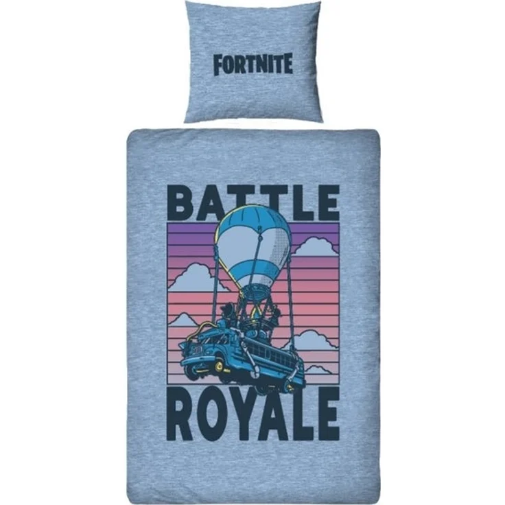 MTOnlinehandel Bettwäsche Fortnite Battle Royale, 135x200 + 80x80 cm, Geschenk für Gamer, 100% Polyester, 2 teilig, Wende-Motiv für Gamer • Battle Bus – Bild 4