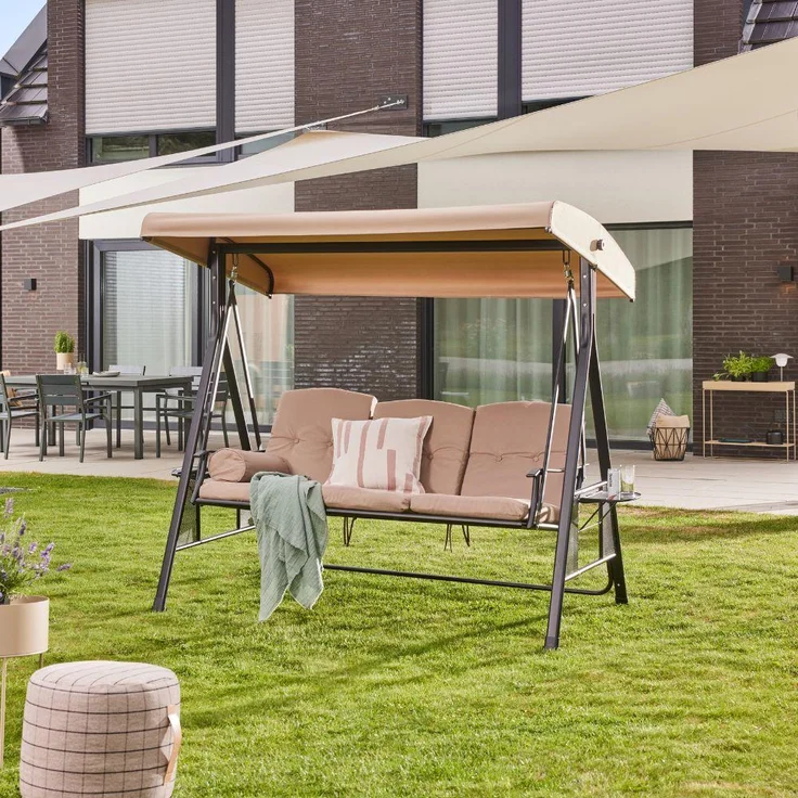 HOME DELUXE 'DESCANSO' Hollywoodschaukel, Polyester beige – Bild 1