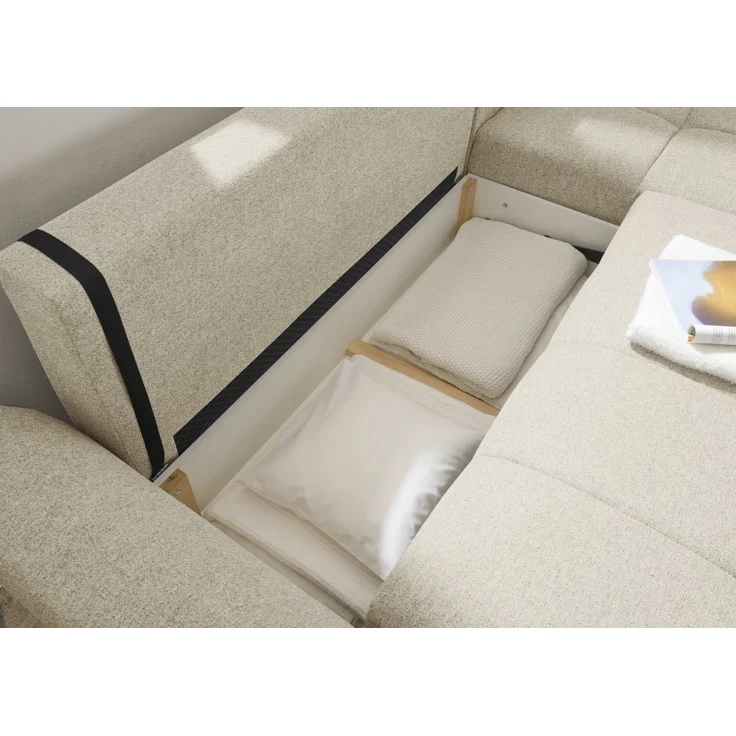 Sofa Bern von ED Exciting Design mit Schlaffunktion Ivory, Bettkasten und Lumos Mikrofaserbezug – Bild 3