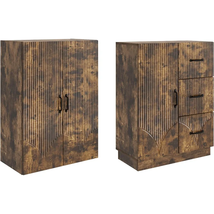 vidaXL Schrankset 2 pcs Geräucherte Eiche Holzwerkstoff 3416822 – Bild 3
