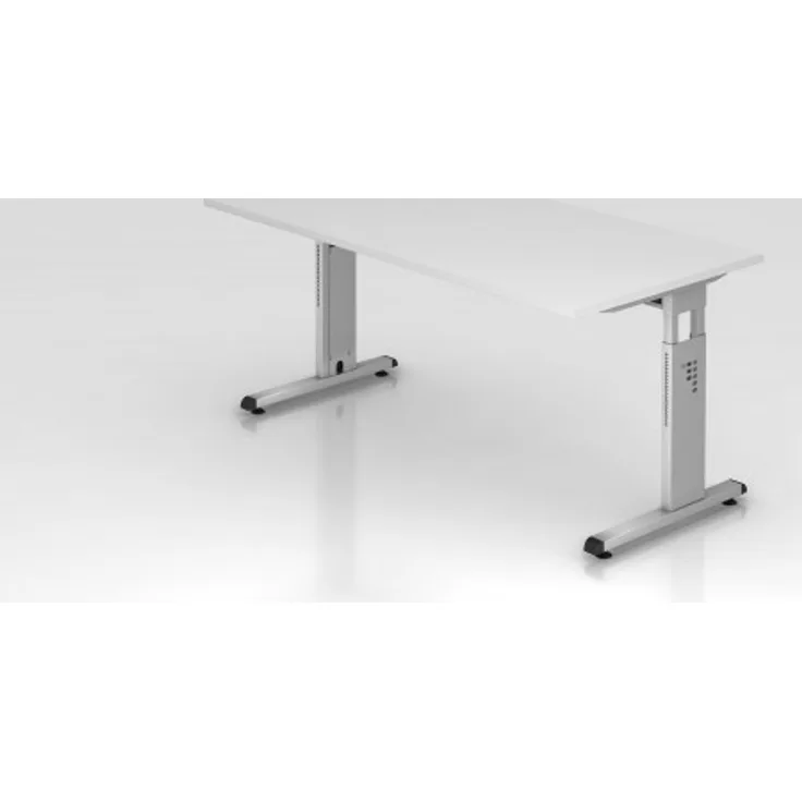 Schreibtisch OS16 C-Fuß 160x80cm Weiß Gestellfarbe: Silber